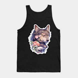 Lone Wolf With Flowers Tank Top